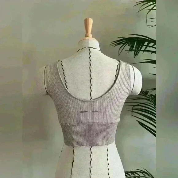 The Upside Ribbed Sports Bra Top - Size S - Heather Beige - Picture 7 of 7